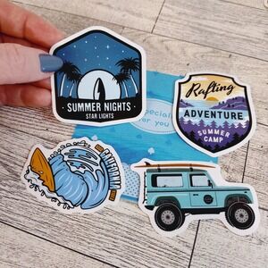Adventure Stickers Rafting Camp Summer Nights Car Surfboard Decal - Set of 4